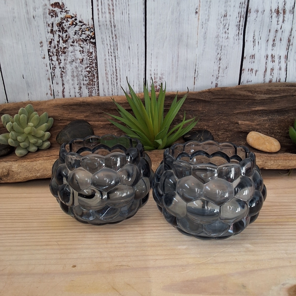 Pier 1 Bubble Glass Votive holder set Blue